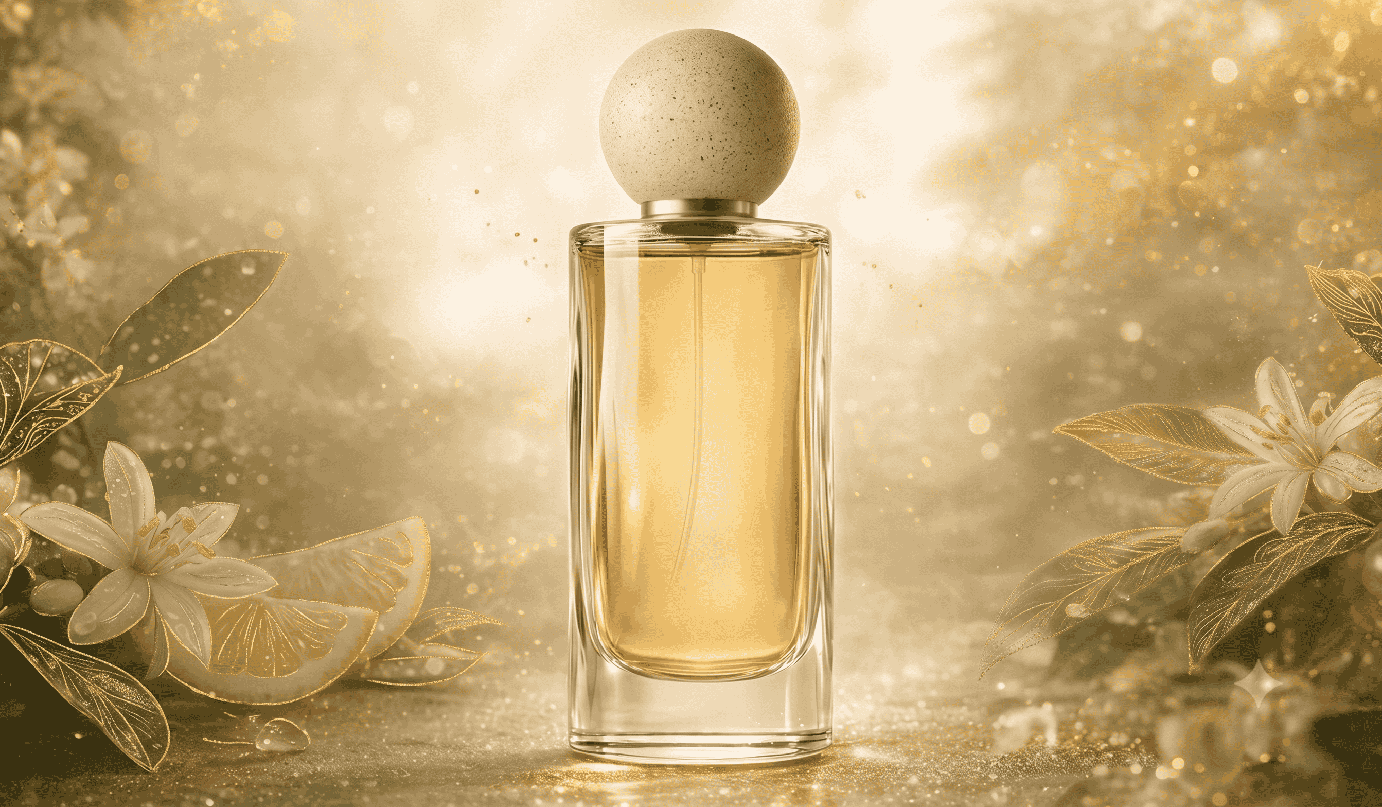 Iris Noir fragrance with iris bloom on marble